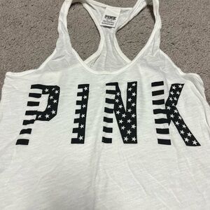Victoria's Secret PINK White Tank Top with Starry Logo